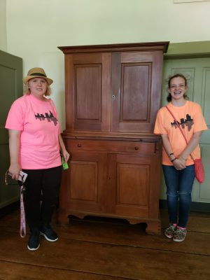 Anya and Tamara in Winston-Salem with the secretary made by their ancestor, Joseph
